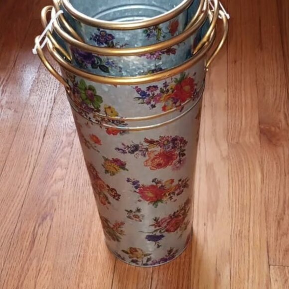 NWT Flower Market Galvanized Buckets - Set of Three - Picture 3 of 7